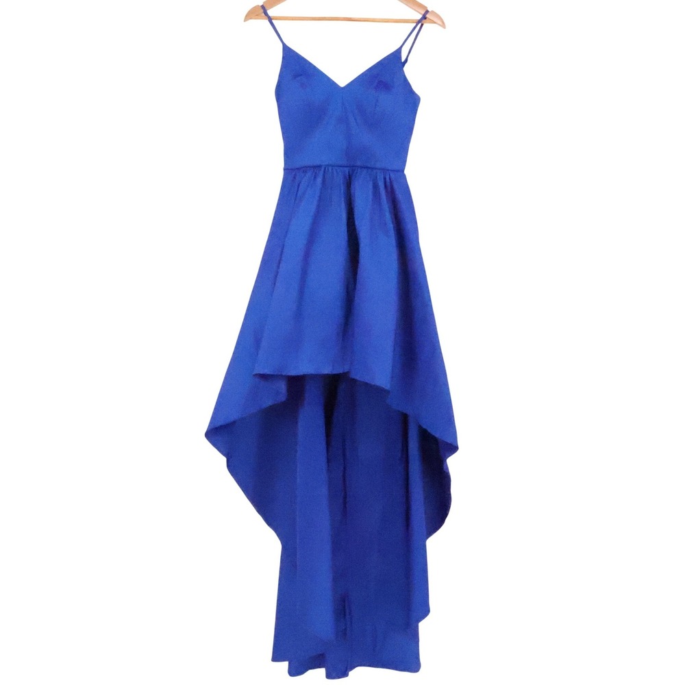 Taffeta High Low Gown‎ Prom Wedding Formal Royal Blue Maxi Dress Junior Size XXS